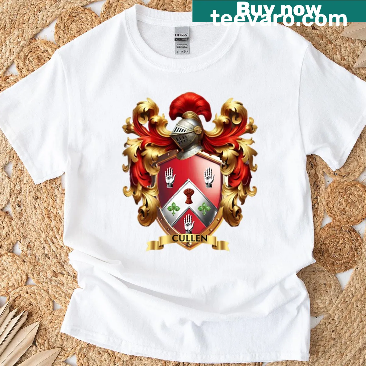 Oversized t-shirt with Cullen family crest design — on a men's t-shirt