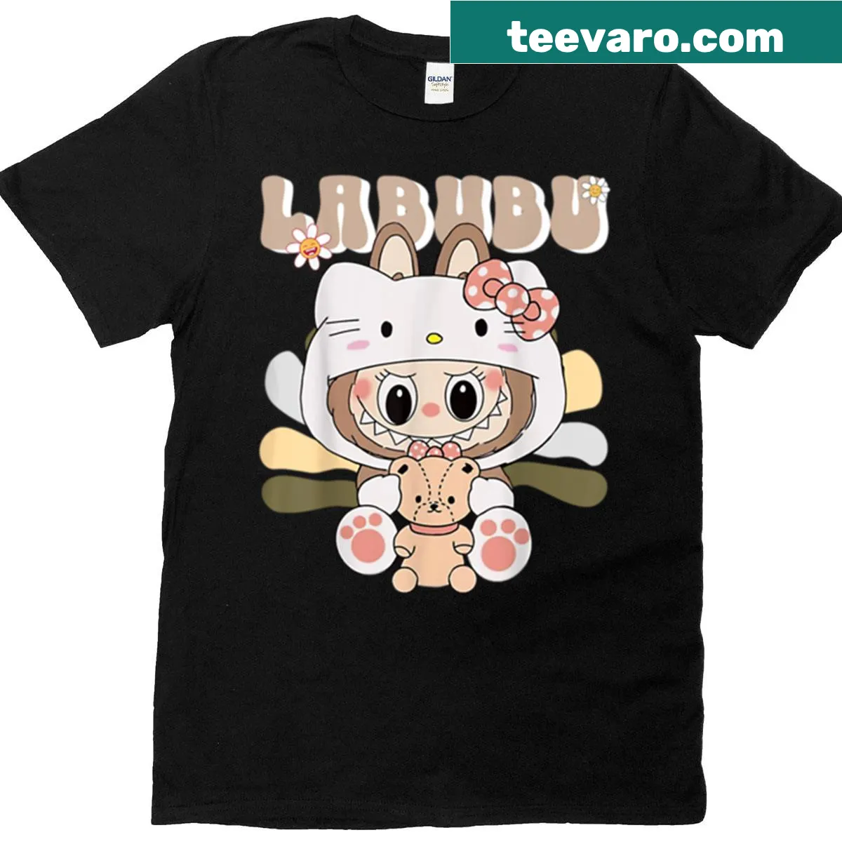 T-shirt featuring girl in bear costume illustration — on a men's t-shirt
