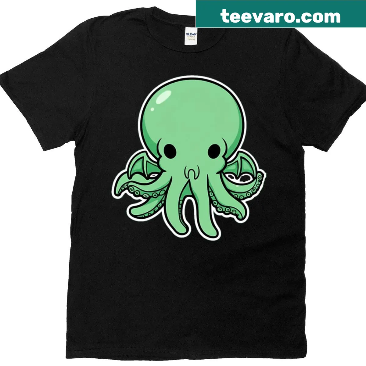 Chibi Cthulhu cartoon design with tentacles on the T-shirt — on a men's t-shirt