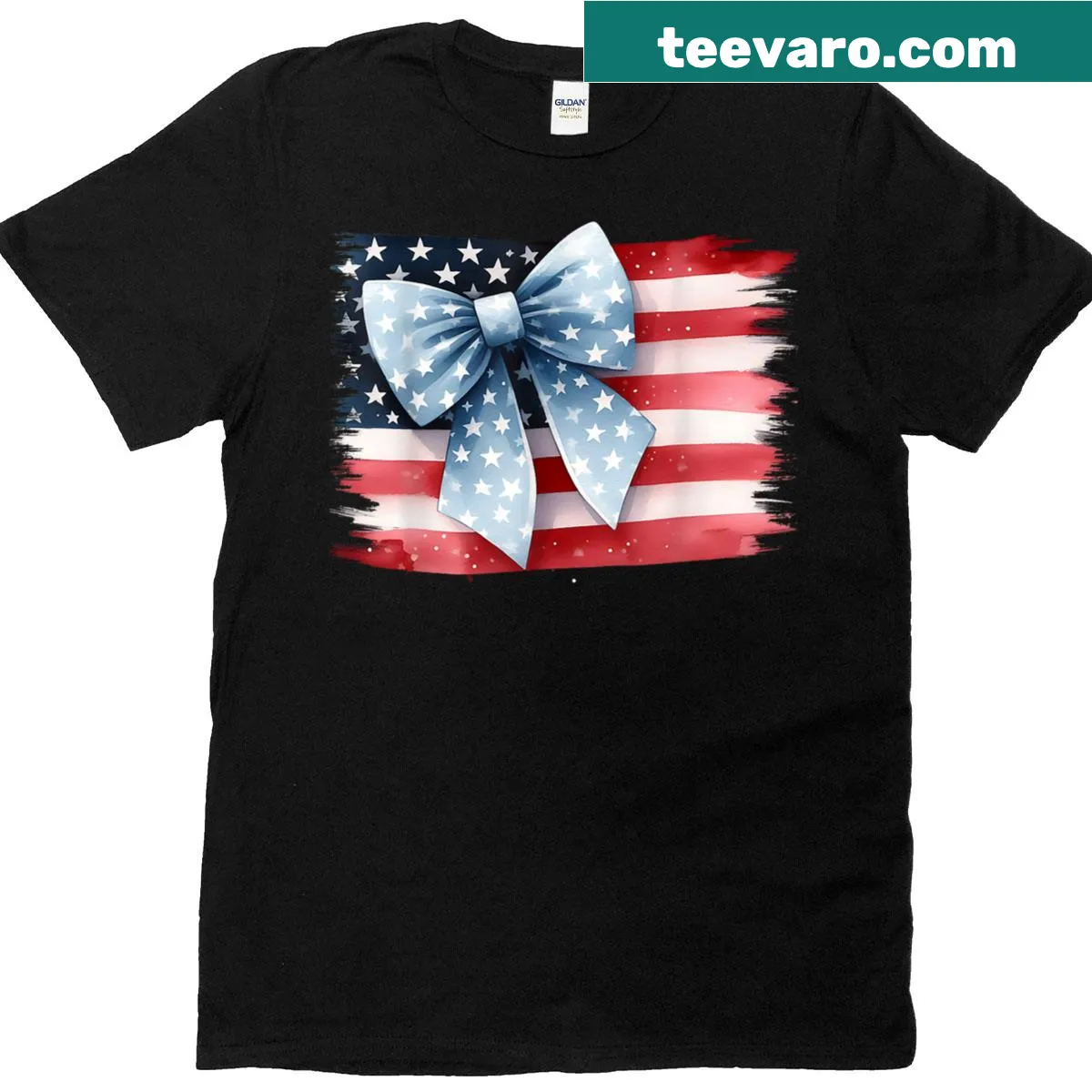 T-shirt with a cute USA flag bow design, ideal for Memorial Day — on a men's t-shirt