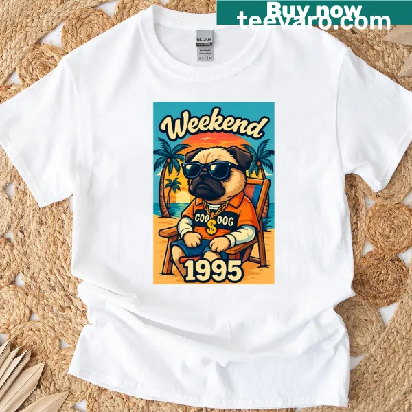 Humorous oversized Doggo t-shirt featuring playful text design