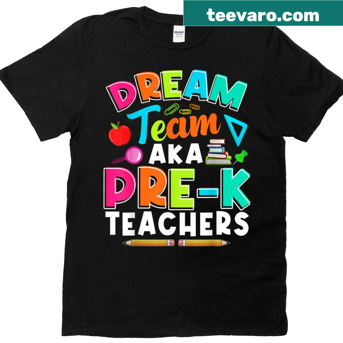 Inspirational t-shirt for Pre-k teachers with Dream Team text — on a men's t-shirt