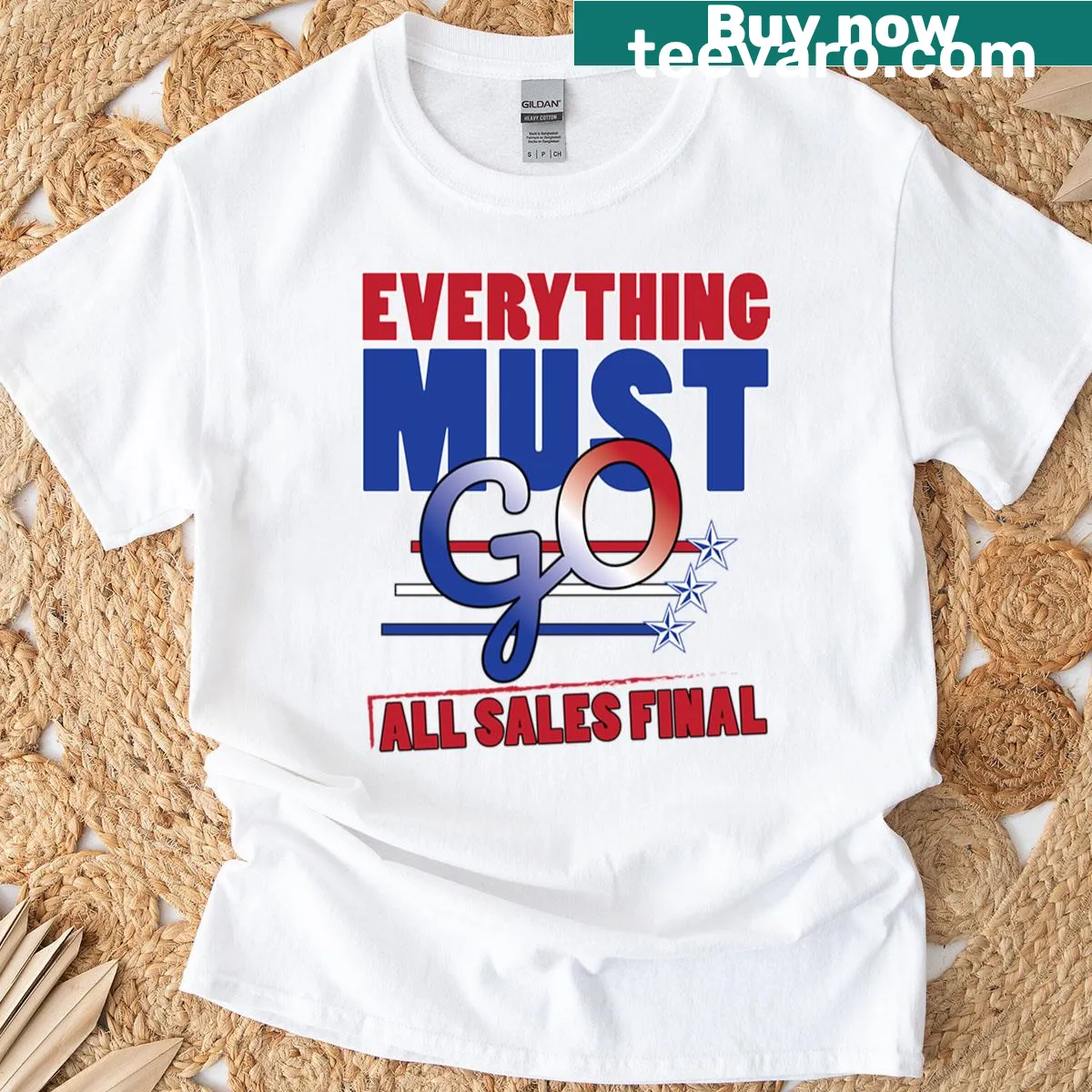 T-shirt humorously declaring all sales final — on a men's t-shirt