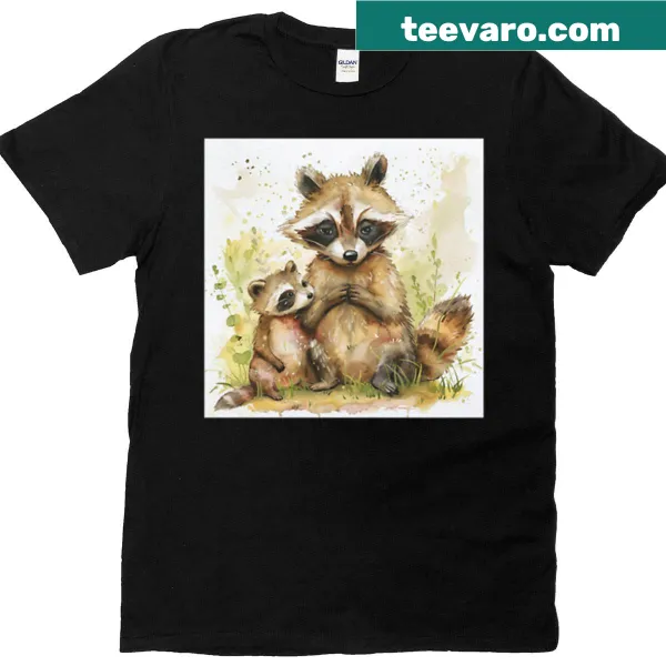 Cute raccoons illustration on Father's Day t-shirt