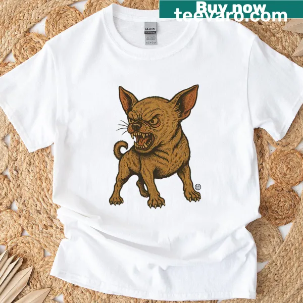 Illustration of an angry Chihuahua in vintage Japanese style.