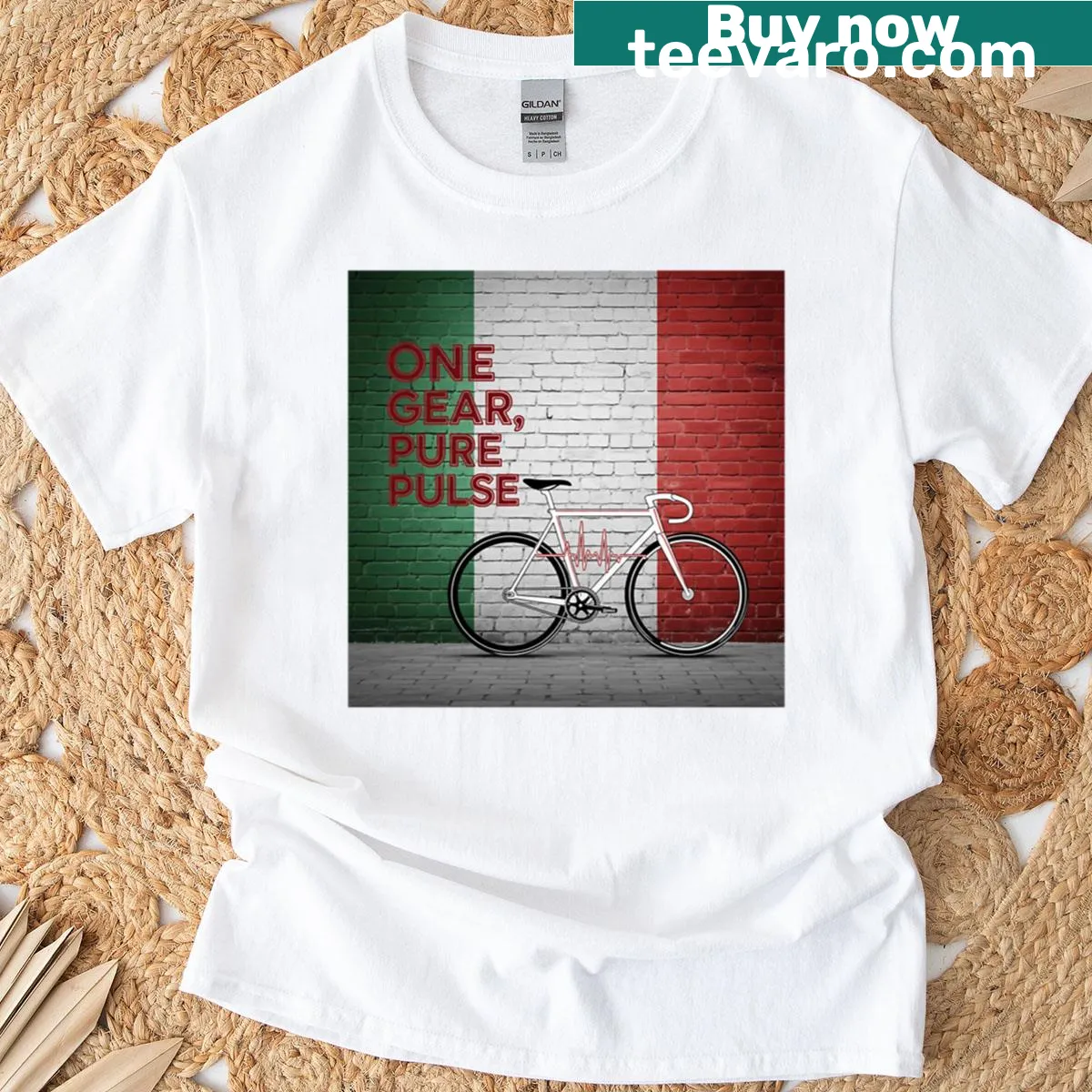Minimalist typography design for urban cycling on T-shirt — on a men's t-shirt