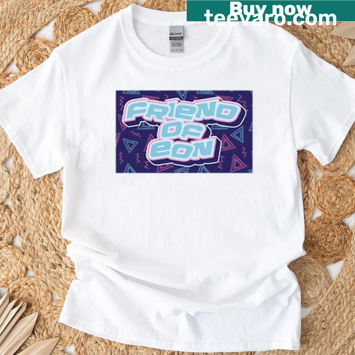Word art T-shirt featuring the phrase 'Friend Of Eon' related to Irish trans history. — on a men's t-shirt