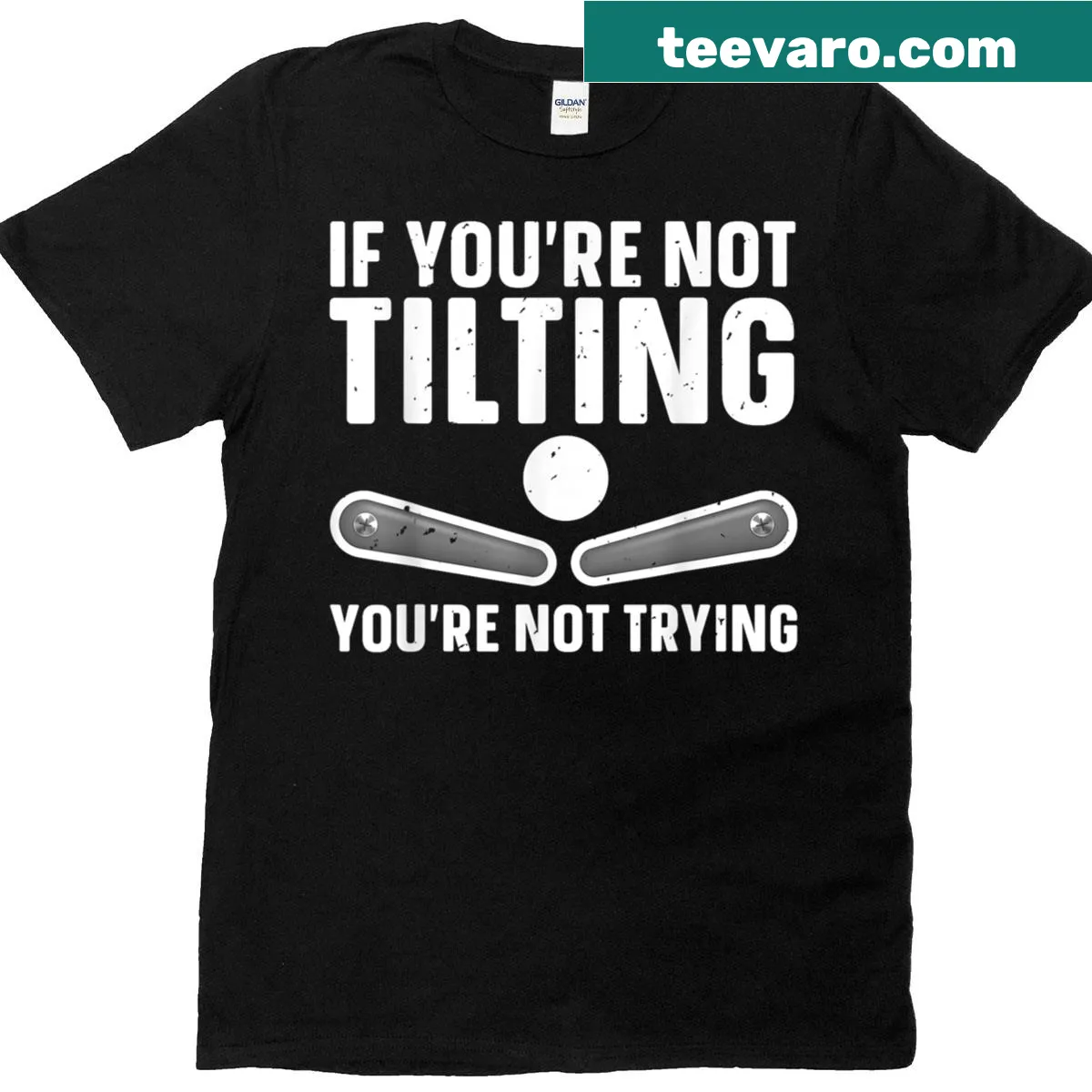 Humorous pinball machine-themed T-shirt with fun design — on a men's t-shirt
