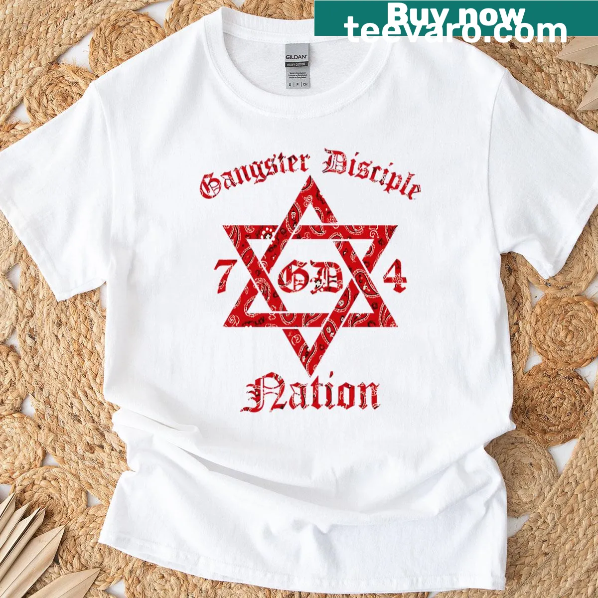 Straightforward typography t-shirt with cultural identity theme — on a men's t-shirt