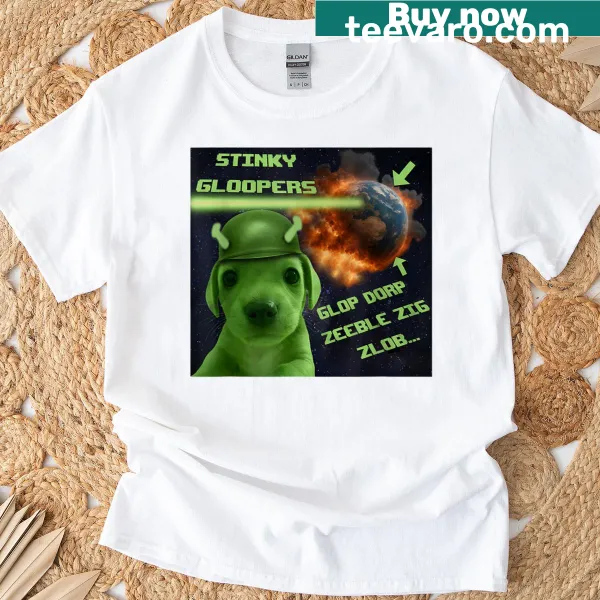 Funny alien dog meme cartoon graphic on women’s T-shirt
