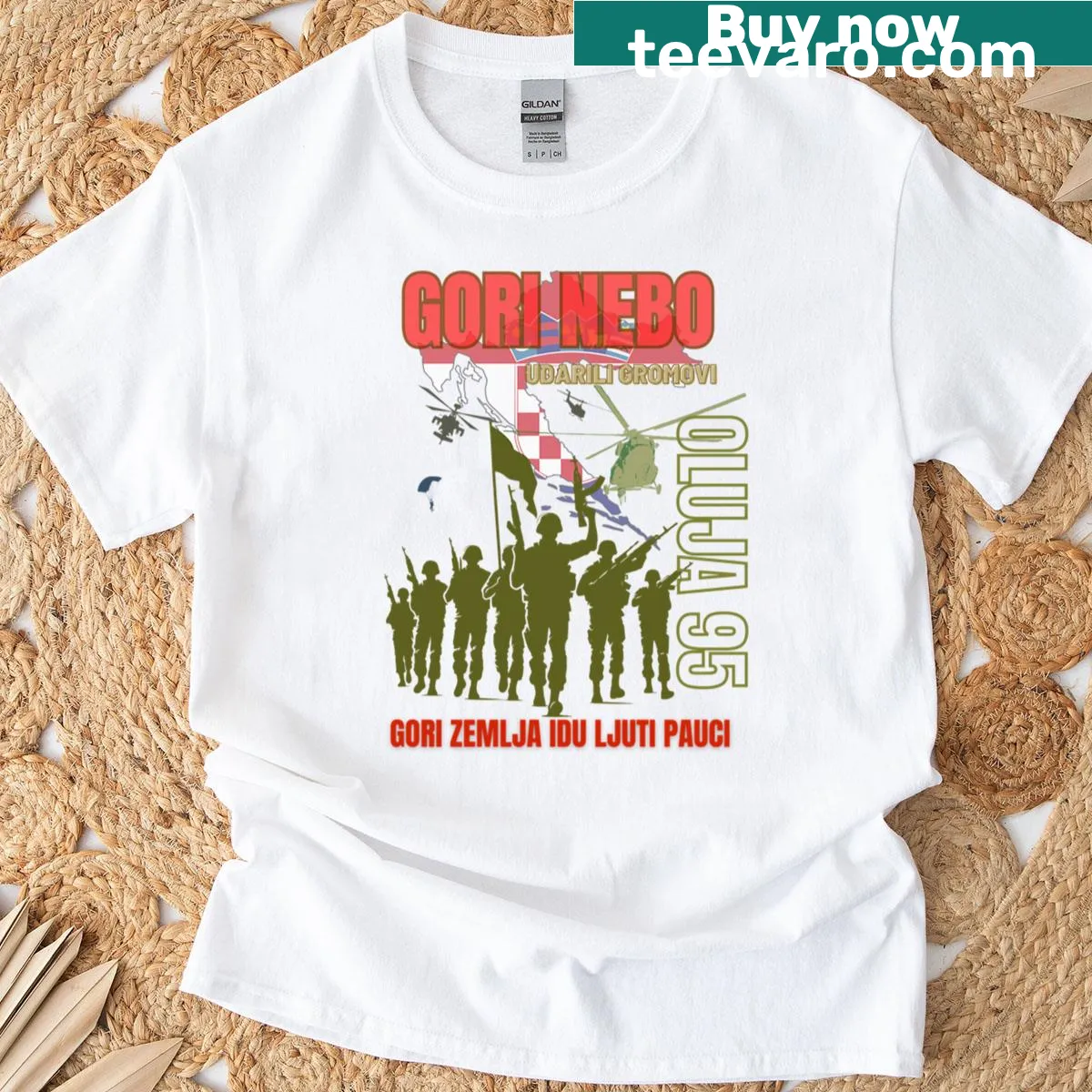 Funny storm-themed quote T-shirt with bold text design — on a men's t-shirt