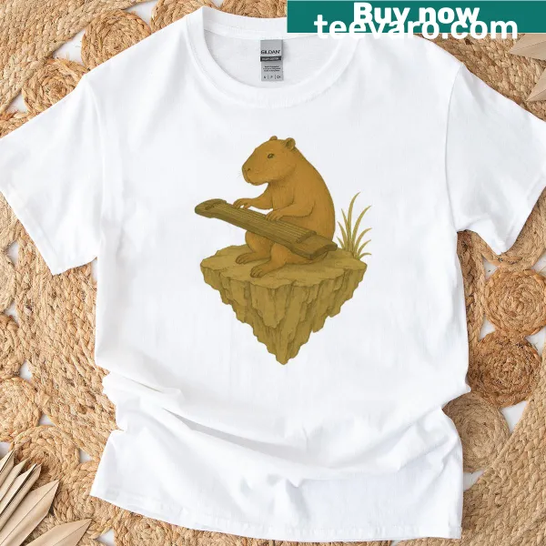 Oversized t-shirt featuring a capybara with playful typography
