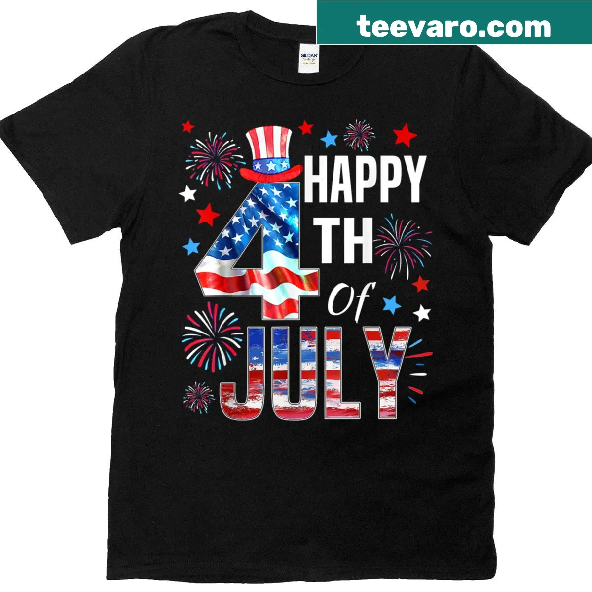Patriotic T-shirt with American flag graphic for Fourth of July — on a men's t-shirt