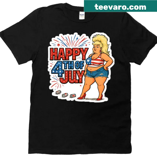 Sassy 4th of July t-shirt with a patriotic babe sticker design