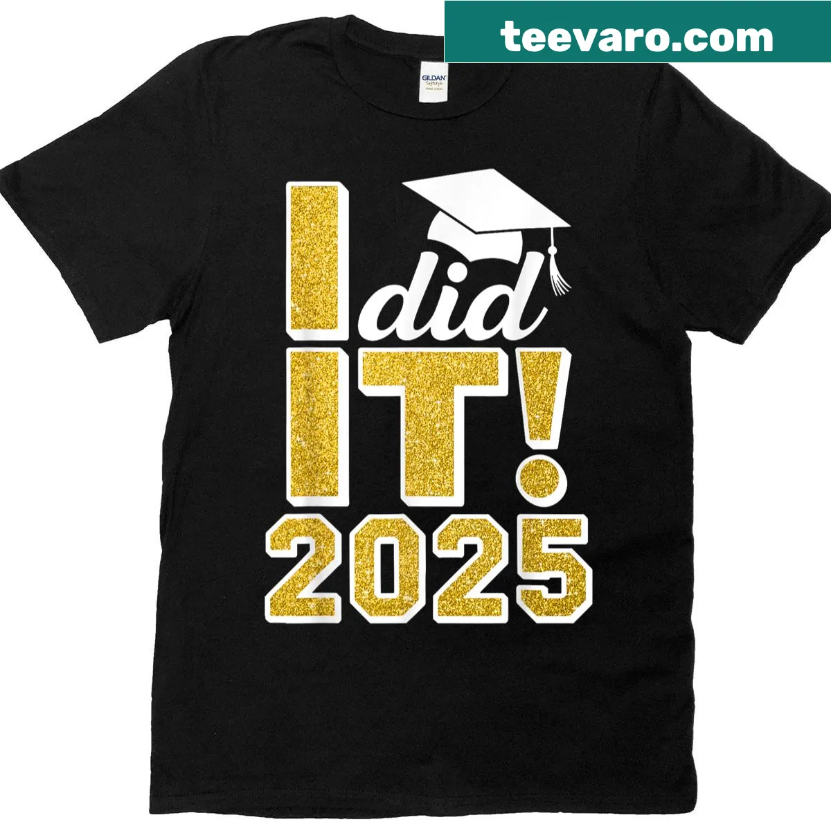 Funny graduation 2025 t-shirt with humorous text — on a men's t-shirt