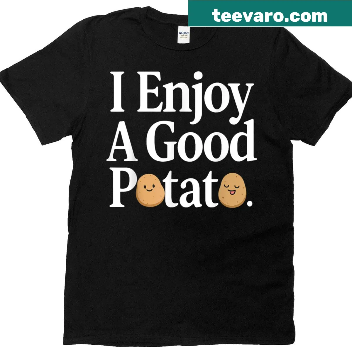 Funny T-shirt celebrating the love for potatoes. — on a men's t-shirt