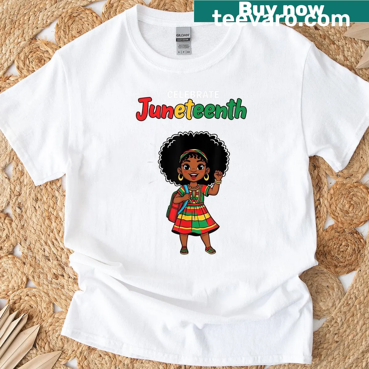 Juneteenth themed T-shirt for girls with empowering text — on a men's t-shirt
