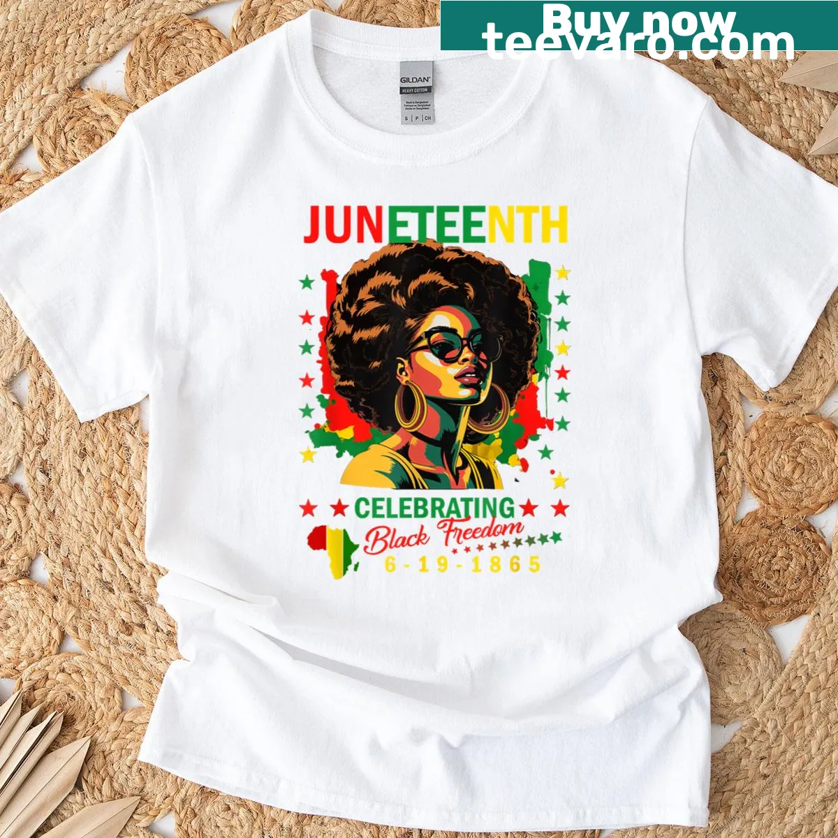 Commemorative Juneteenth Black Girl T-shirt celebrating freedom — on a men's t-shirt