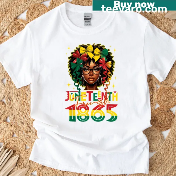Empowering Black Queen T-shirt for Juneteenth with Afro design