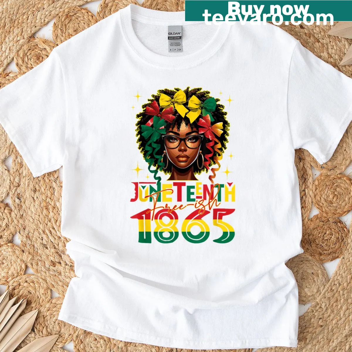 Empowering Black Queen T-shirt for Juneteenth with Afro design — on a men's t-shirt