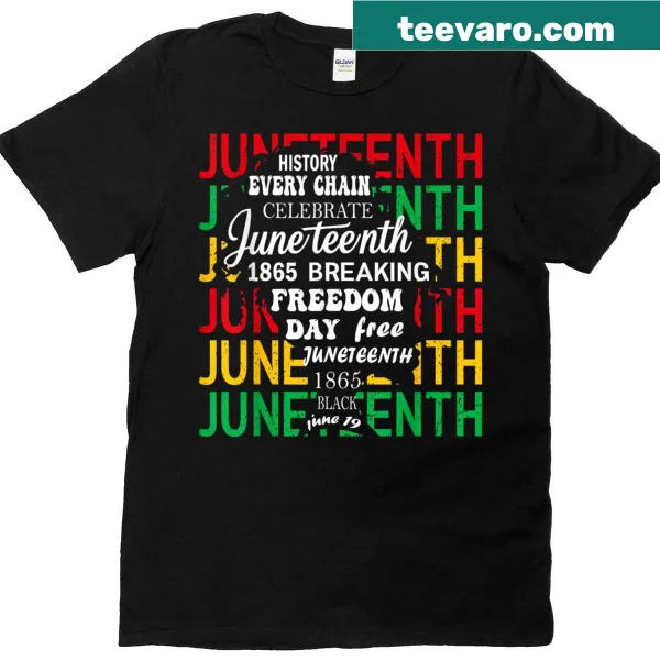 Typography t-shirt celebrating June 19th, 1865, for Juneteenth