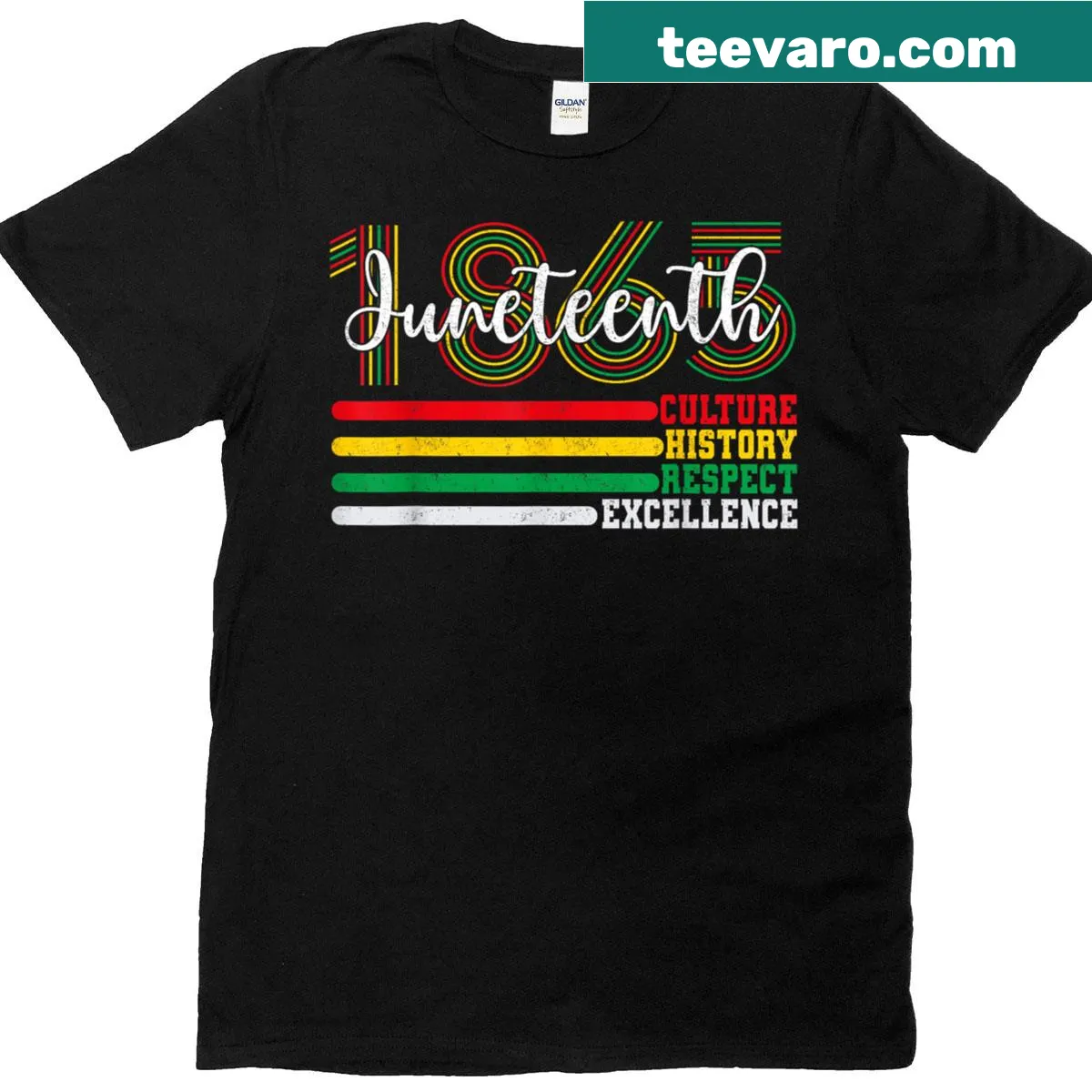 Juneteenth 1865 t-shirt celebrating African American history. — on a men's t-shirt