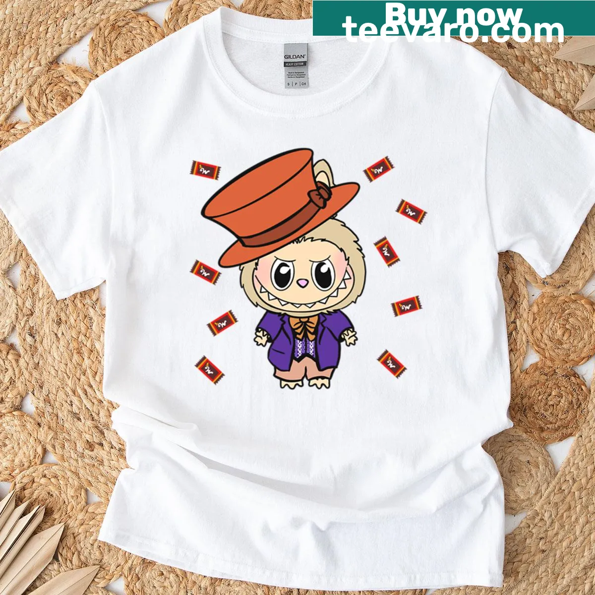 Whimsical chocolatier-themed T-shirt with playful design — on a men's t-shirt