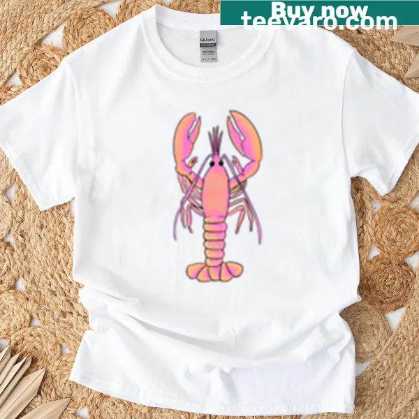 T-shirt featuring a whimsical lobster graphic