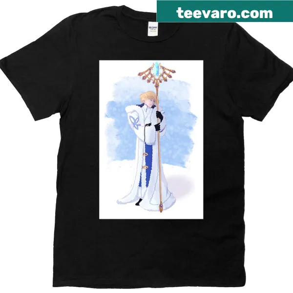 Whimsical illustration of a lonely wizard design on a T-shirt.