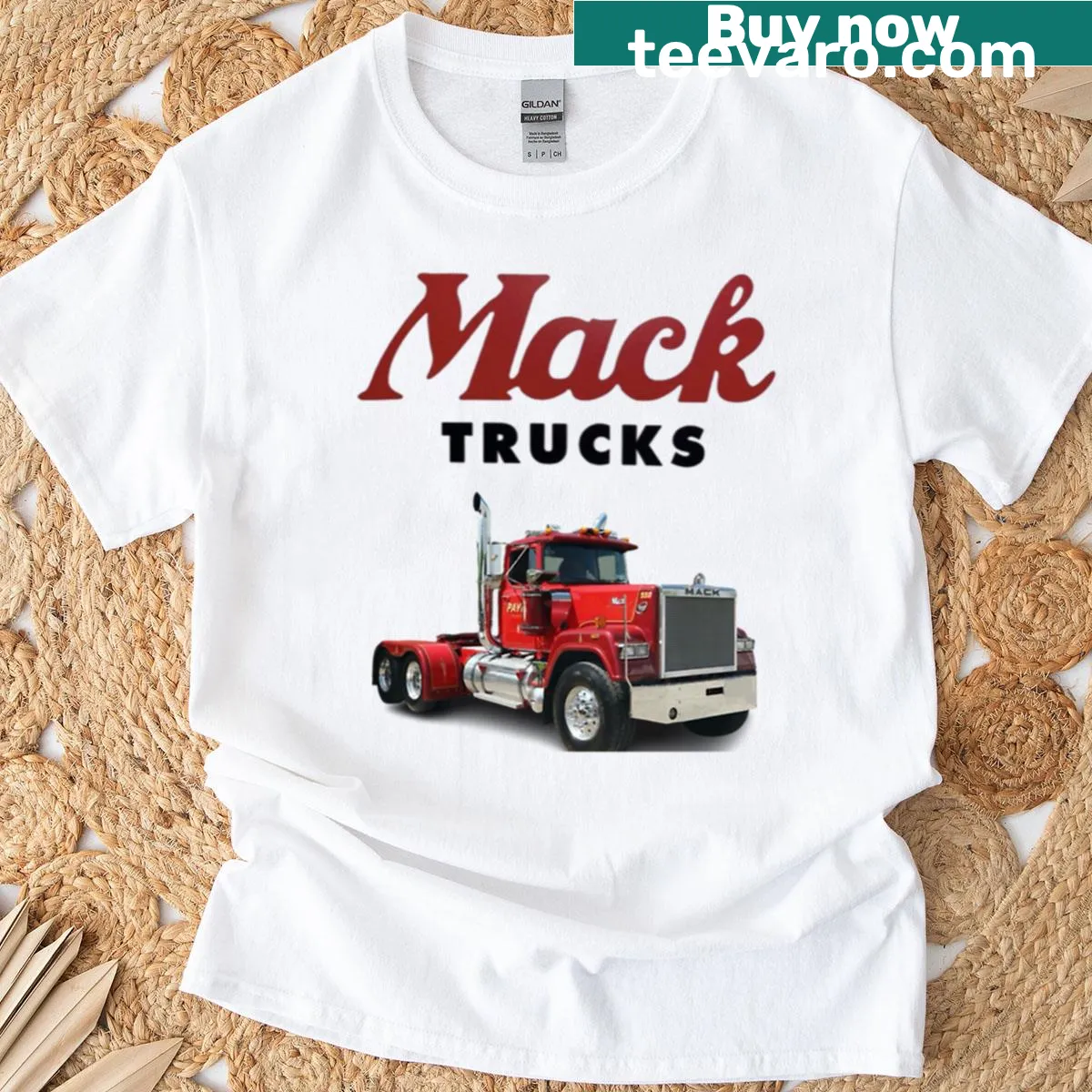 Illustrative Mack Trucks graphic on T-shirt — on a men's t-shirt