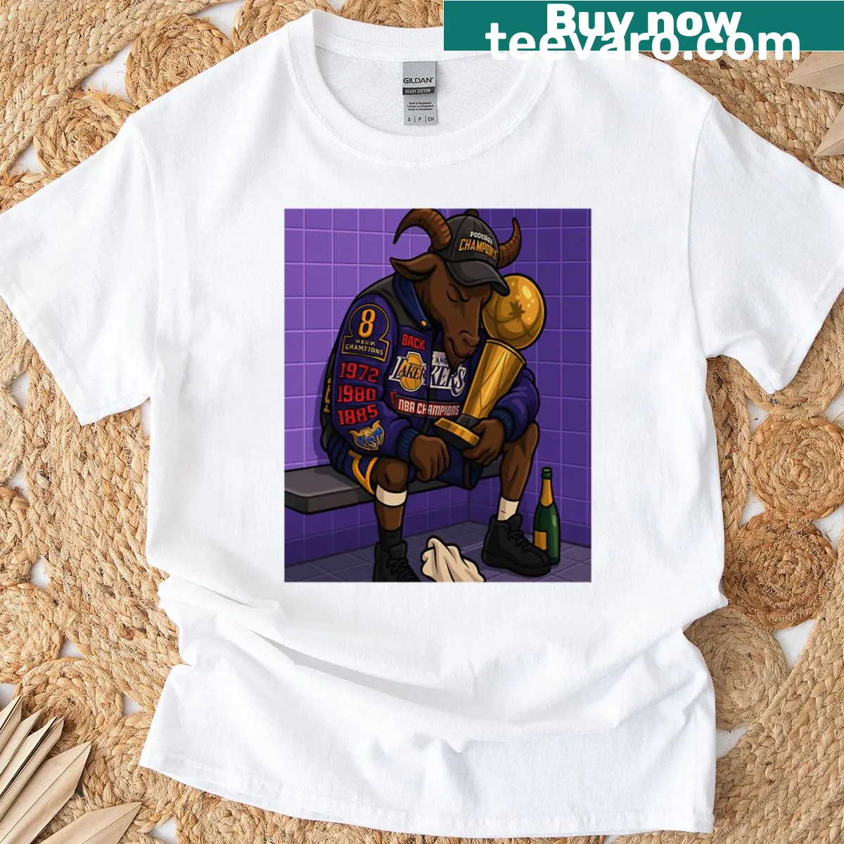 Mamba Mentality graphic T-shirt featuring a resting goat — on a men's t-shirt