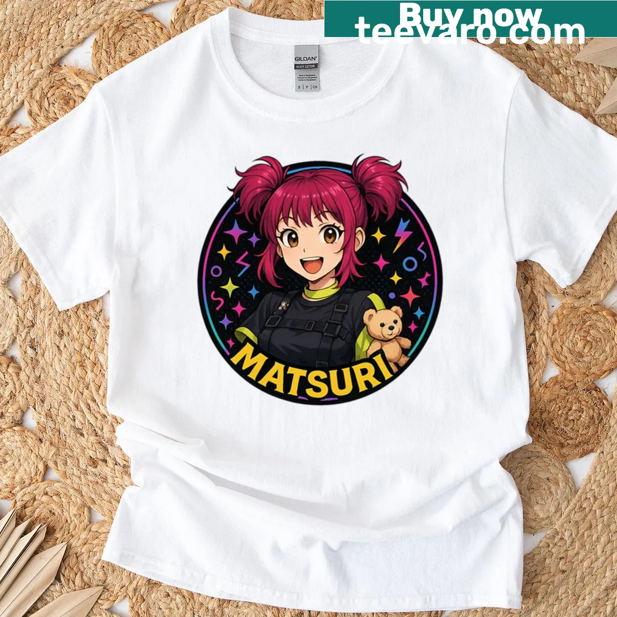 Oversized T-shirt for Matsuri super fans with playful graphics — on a men's t-shirt