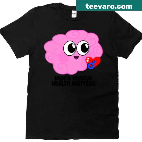 Men's T-shirt featuring brain graphic promoting mental health
