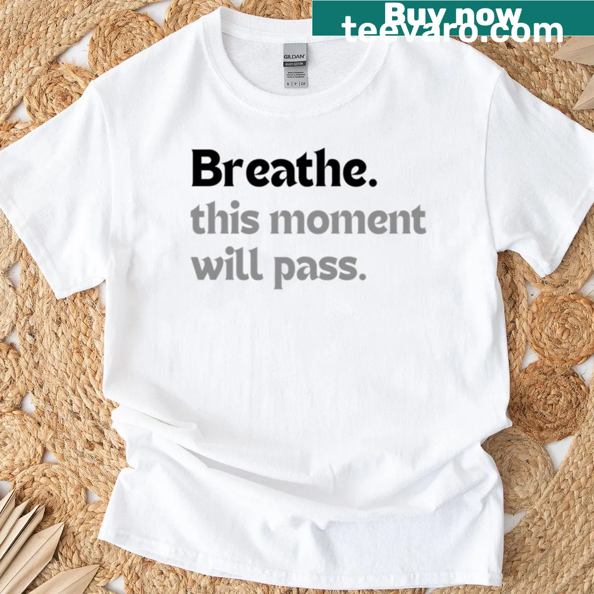 Minimalist T-shirt featuring mindfulness quote for mental health — on a men's t-shirt
