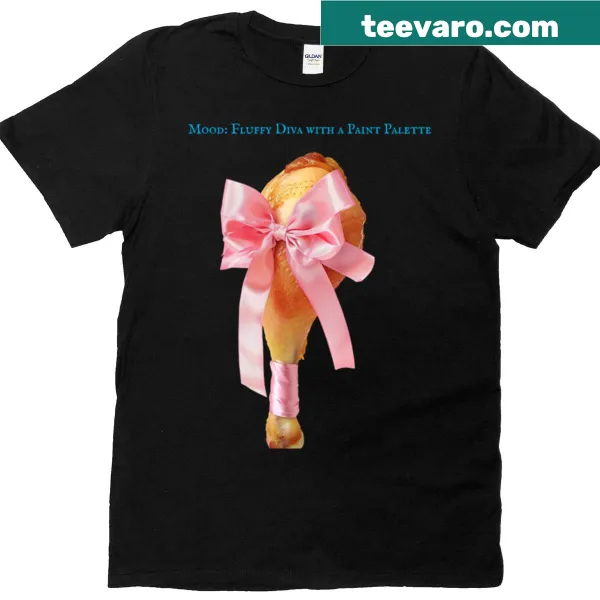 Cartoon Easter Egger chicken with paint palette on T-shirt