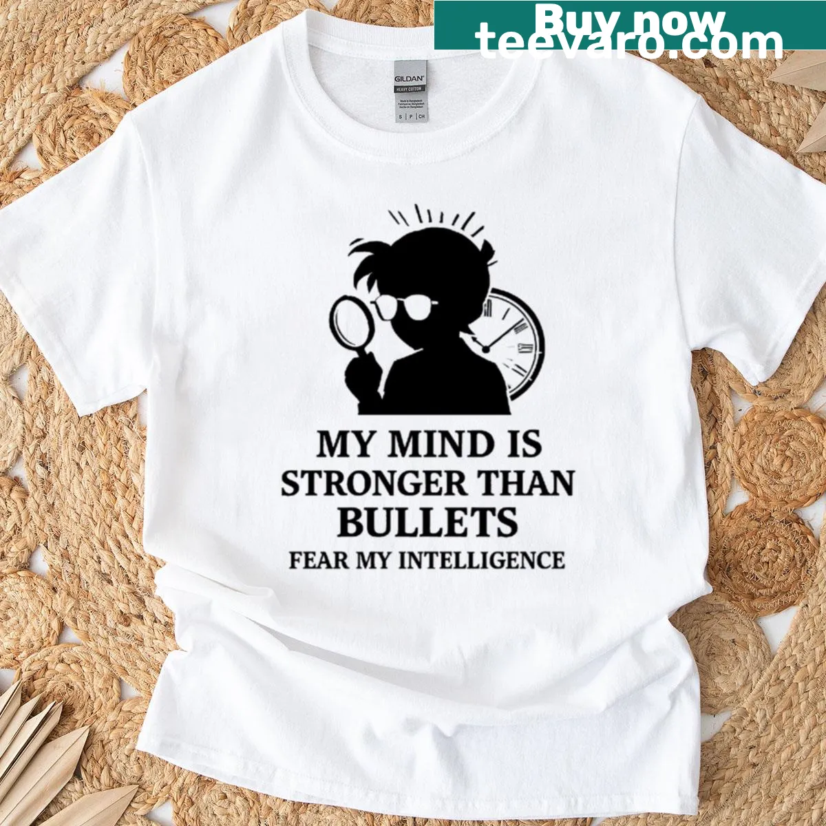 T-shirt for crime puzzle lovers featuring a detective-themed graphic — on a men's t-shirt