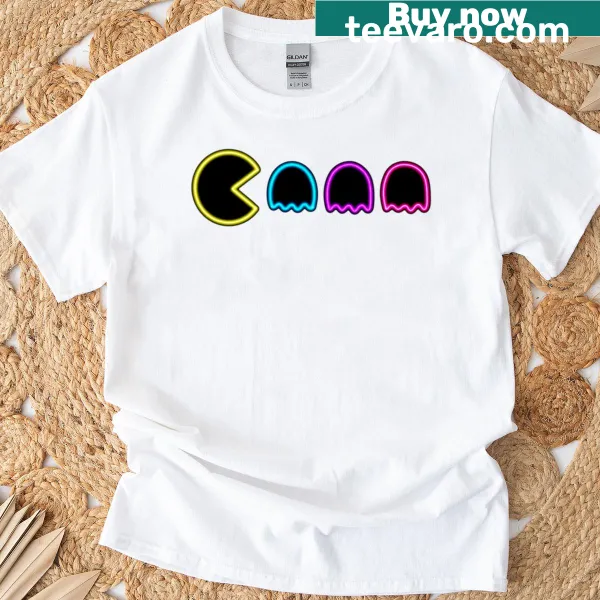 T-shirt featuring playful game ghosts graphic