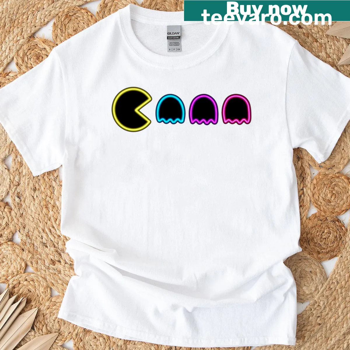 T-shirt featuring playful game ghosts graphic — on a men's t-shirt