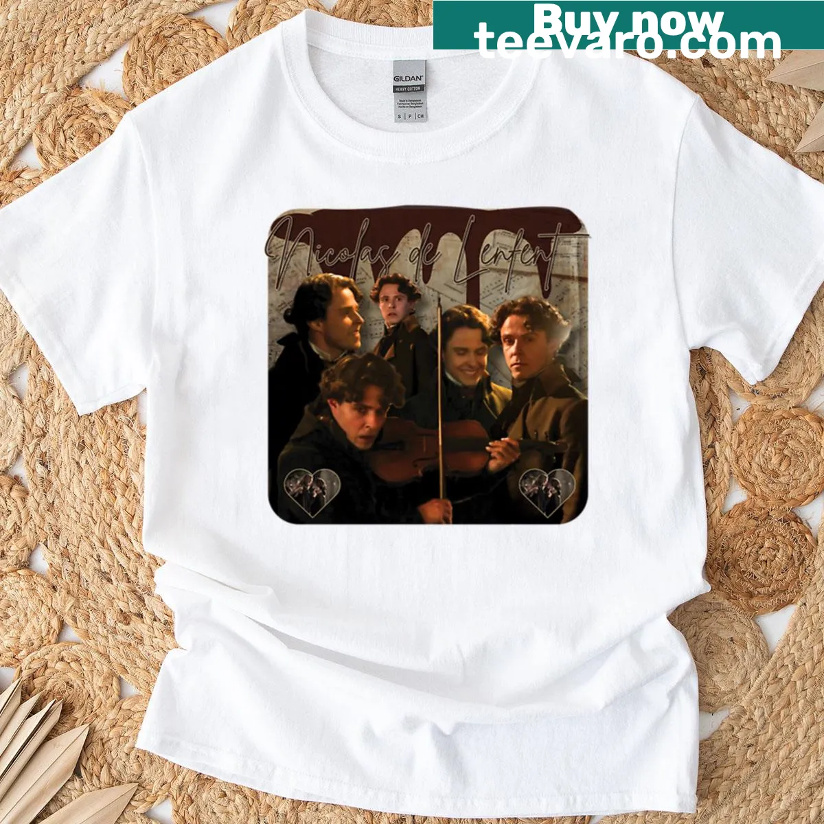 Illustrated t-shirt honoring Nicolas De Lenfent — on a men's t-shirt