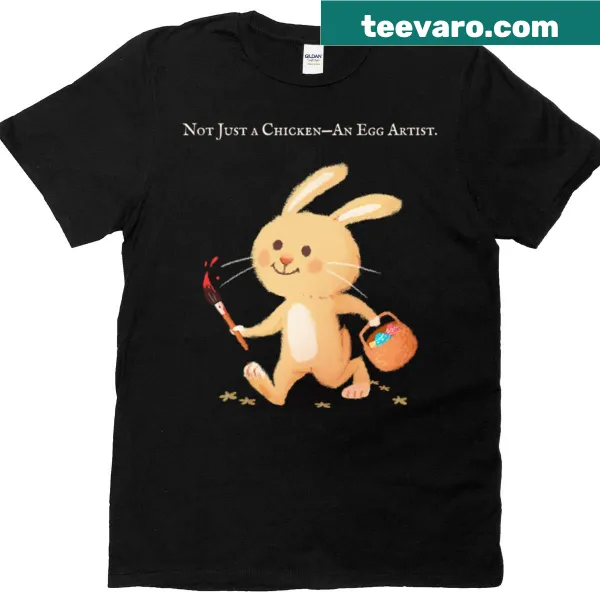 Funny chicken and egg design on a T-shirt.