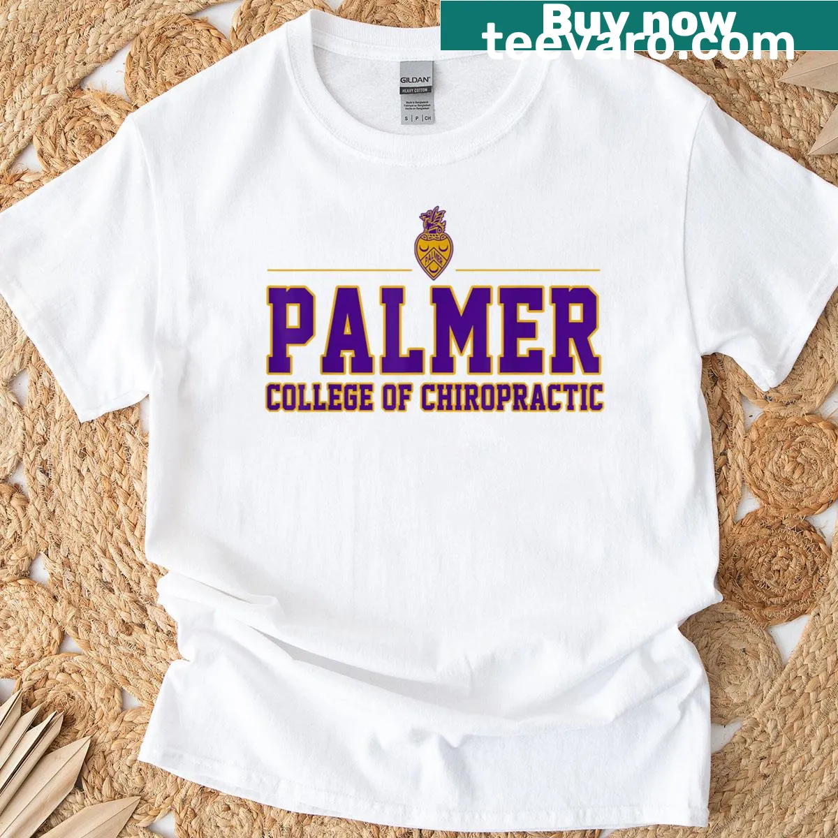 Vintage-style Palmer College Chiropractic t-shirt with classic school design — on a men's t-shirt