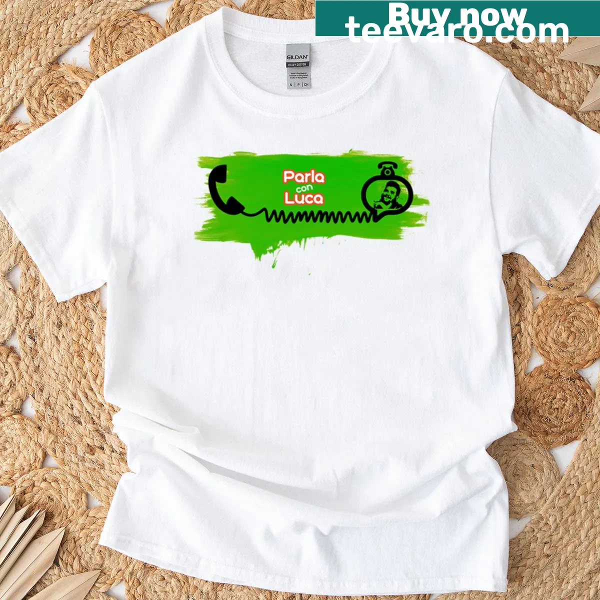 Parla Con Luca t-shirt with logo emphasizing listening and connection — on a men's t-shirt
