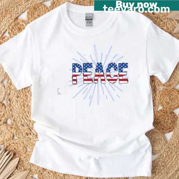 T-shirt with the phrase 'Peace In America' in bold typography