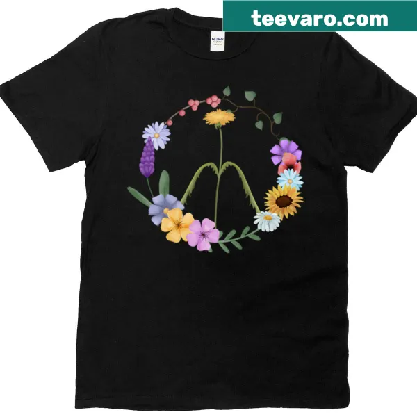 T-shirt featuring a floral graphic symbolizing peace in full bloom