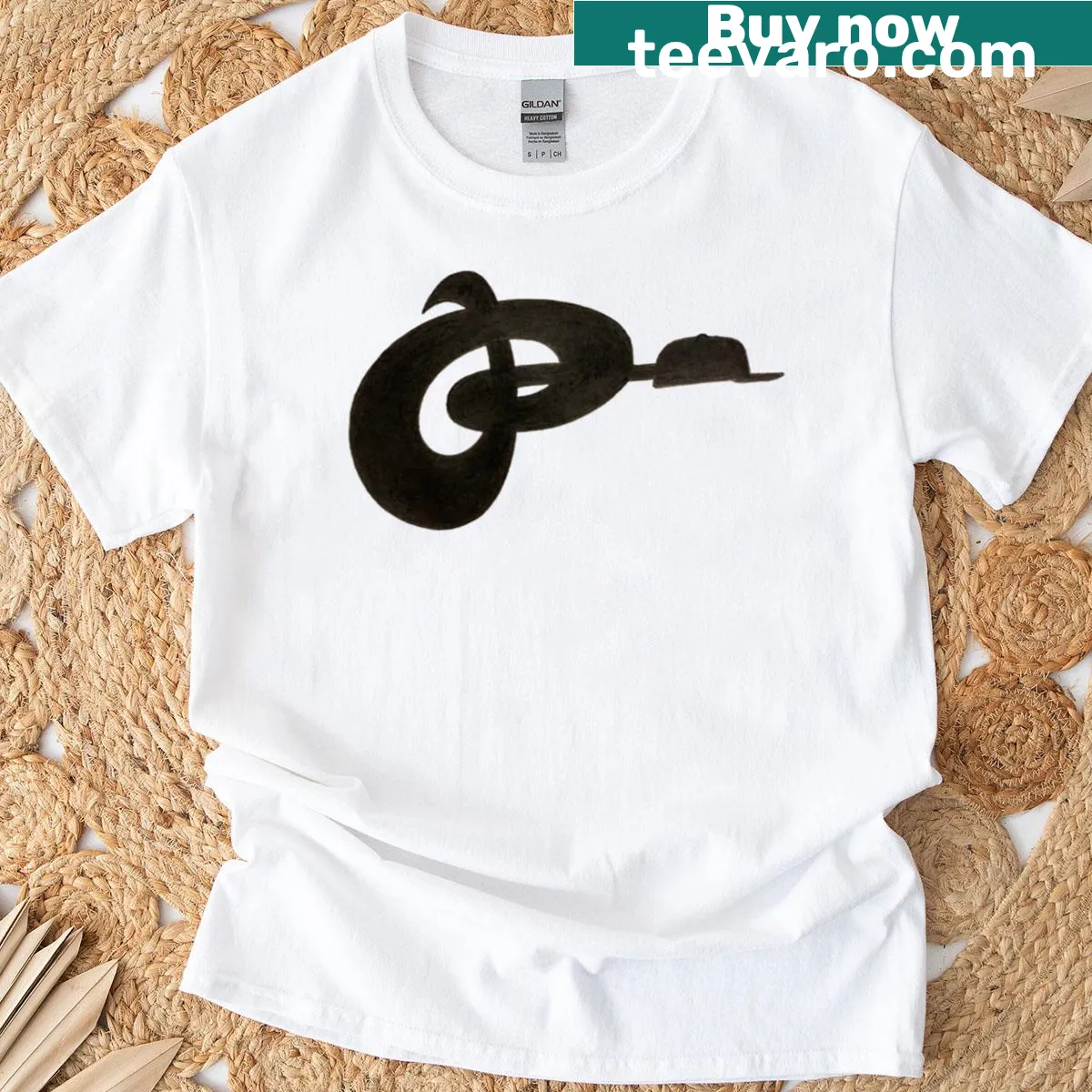 Vintage-style oversized T-shirt with Pencildon Cap Company graphic — on a men's t-shirt