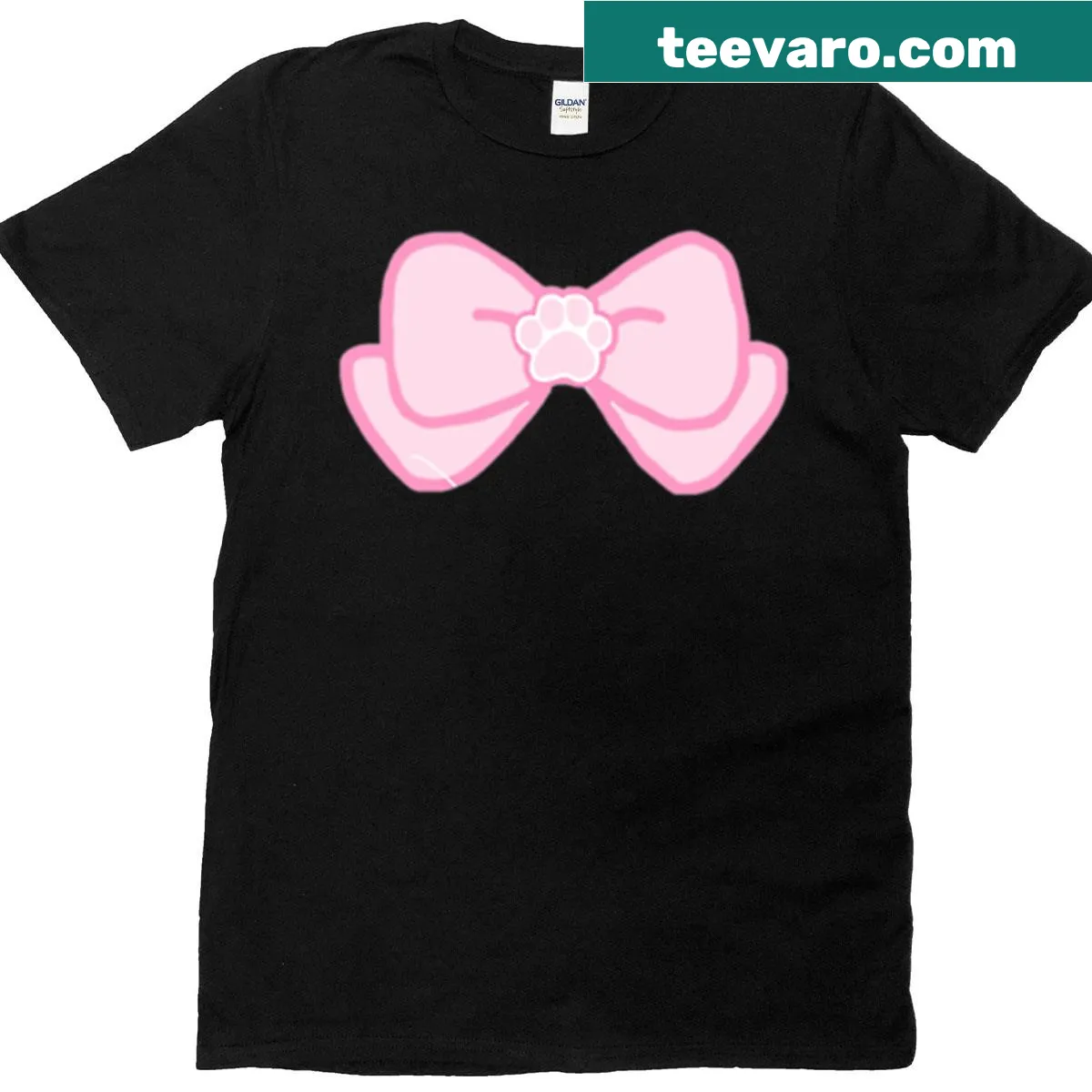 T-shirt with playful bow design representing pets — on a men's t-shirt
