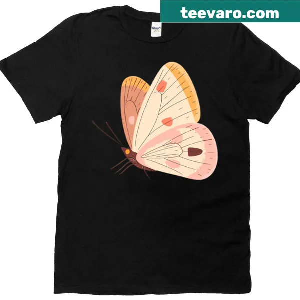 Illustration of pink and yellow butterflies on a t-shirt