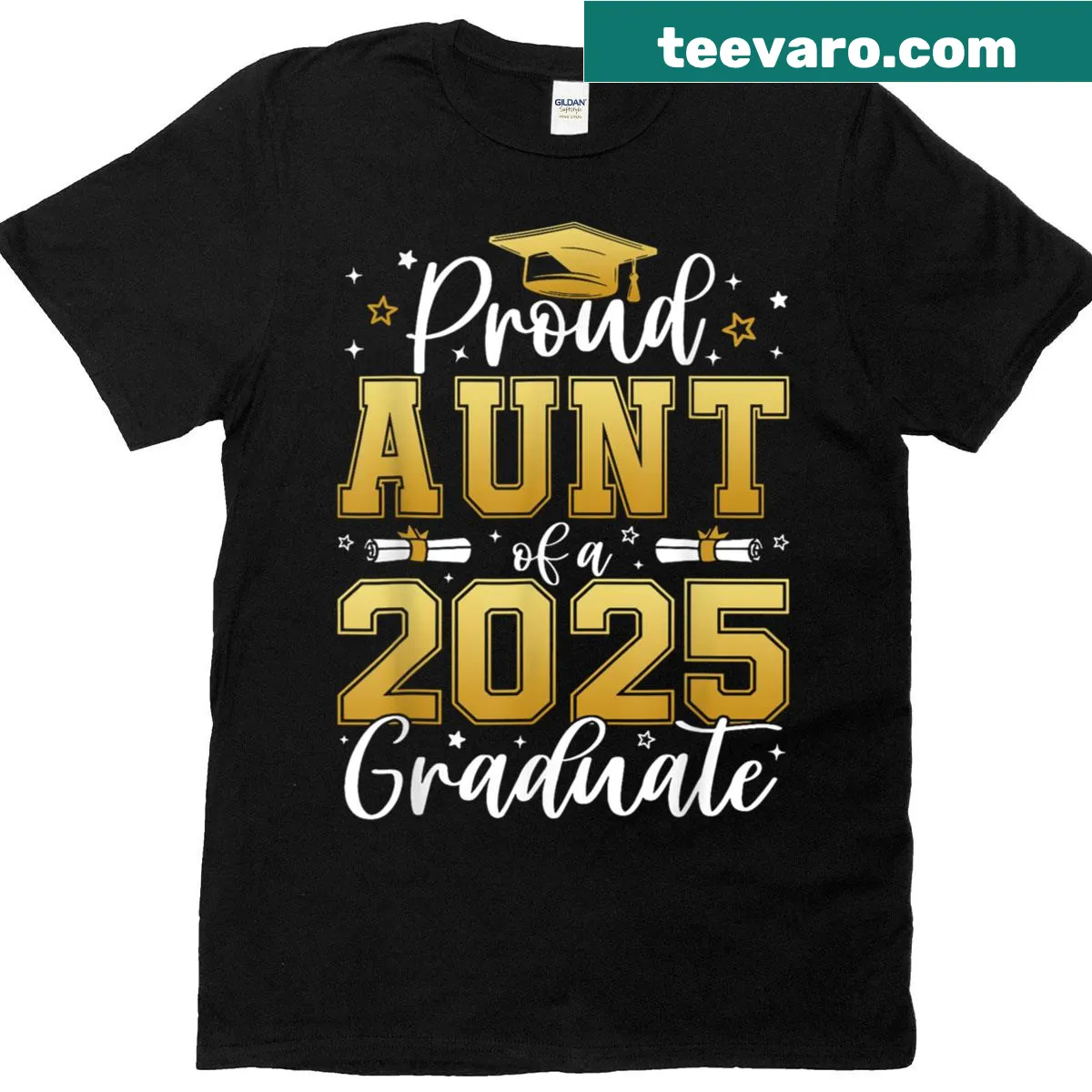 Graduation T-shirt for proud aunts of 2025 graduates — on a men's t-shirt