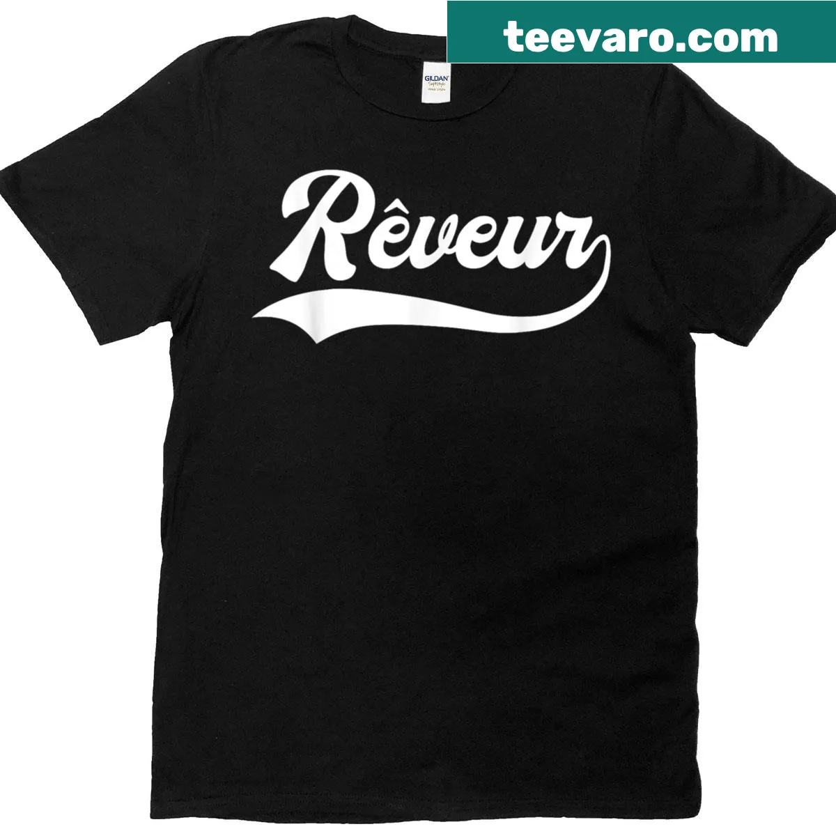 Whimsical T-shirt celebrating the Reveur team with a humorous design — on a men's t-shirt