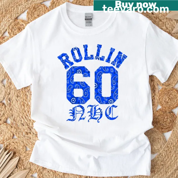 Typography design with 'Rollin 60 Nhc' text on a T-shirt